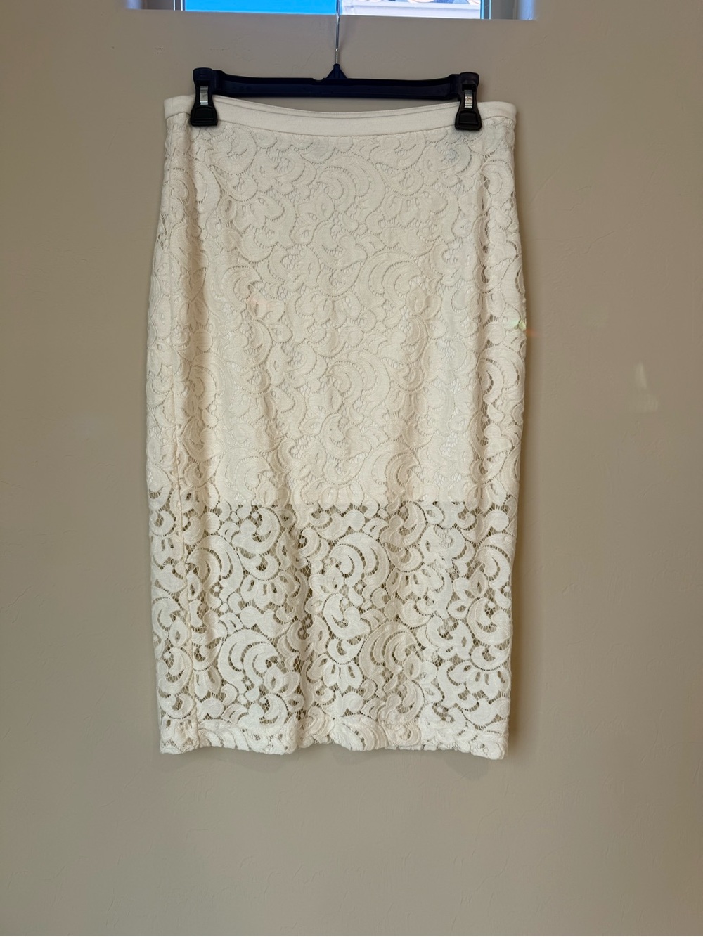 Express Ivory Lace Midi Skirt